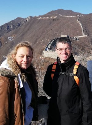 Visite de la muraille de Chine avec Delphine lors des Championnats du monde 2019 de mind mapping à Pékin