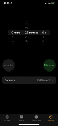 Timer sur téléphone (iOS)