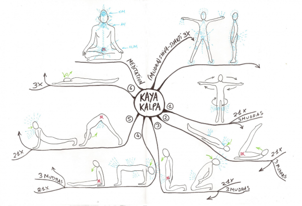 Carte mentale sur la pratique indiene du Kaya Kalpa.